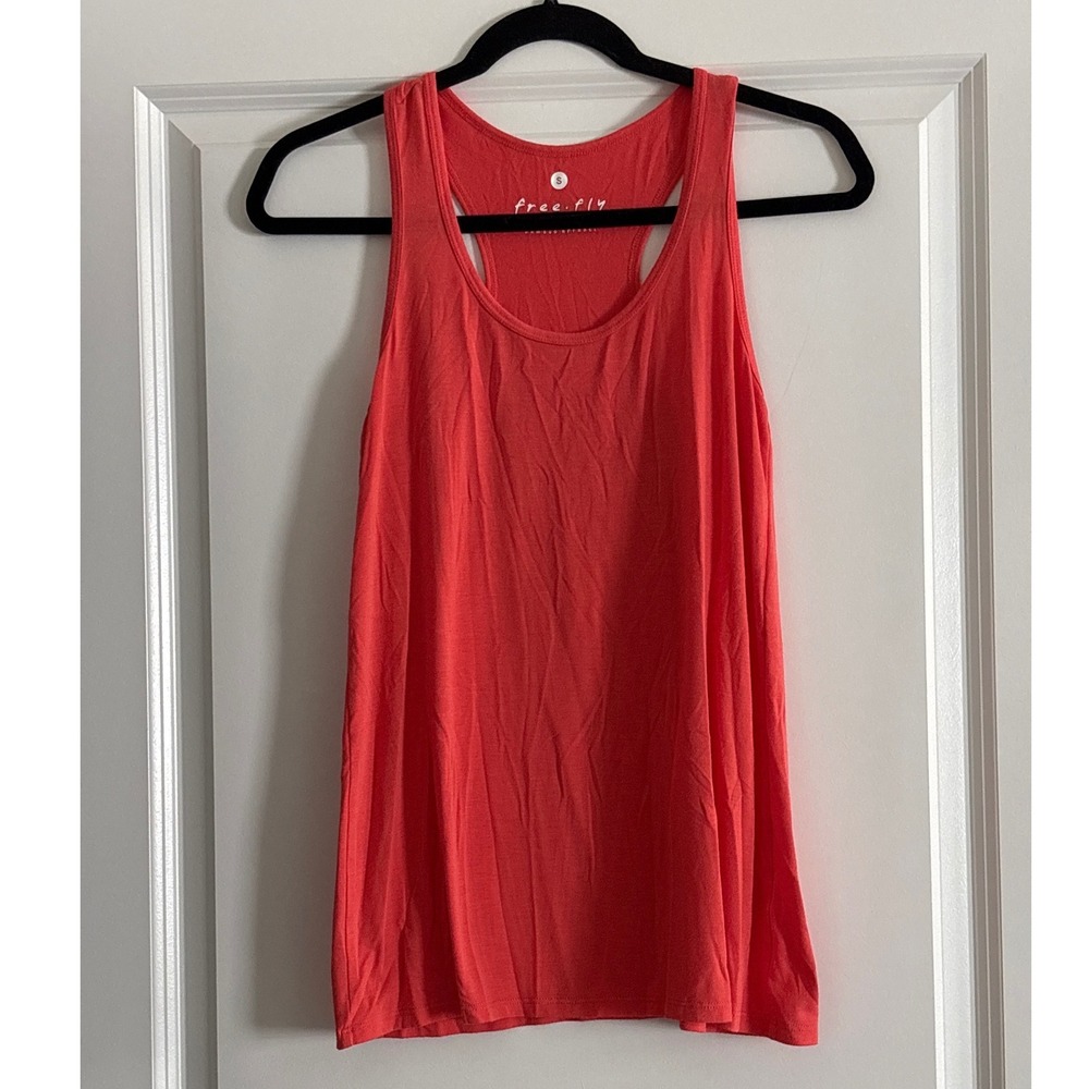 Free Fly Bamboo Racerback Tank Top Coral Red Orange Women's Small‎
